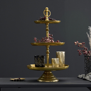 Gold Finished Metal 3 Tier Gold <b>Cake</b> <b>Stand</b> Luxury Home Tabletop Decorative Desert Serving Metal <b>Stand</b> - Product Image 4