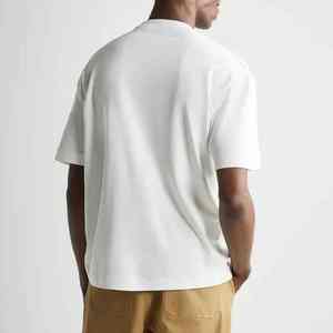 เสื้อยืดคอกลมผ้าฝ้าย100% สีทึบผ้าถักแบบลำลองย้อมสีธรรมดาดีไซน์ว่างเปล่าและโลโก้ด้านหน้า - Product Image 4