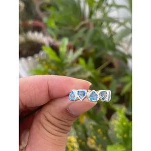 Natural Blue Topaz Heart <b>Ring</b> <b>925</b> Sterling <b>Silver</b> Handmade Gemstone <b>Ring</b> Wholesale Jewelry Supplier - Product Image 2