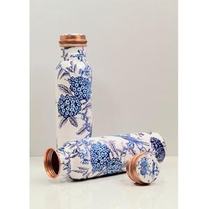 Papillon imprimé Bouteilles d'eau en cuivre Avantages pour la santé ayurvédique Perte de poids Polyvalent 100% Cuivre Brillant Fini (Bleu) - Product Image 2