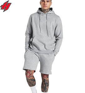 Unisex 100% algodón Heavyweight Jogger sudadera pantalones cortos Conjunto 2 Pc hombres entrenamiento Sudadera con capucha patrón impreso primavera dos piezas prendas de vestir exteriores - Product Image 4
