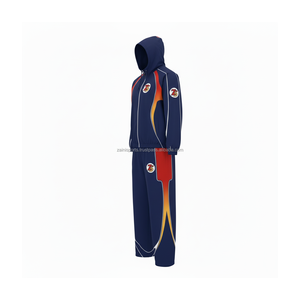 High quality 160 GSM windbreaker tracksuit set durable polyester material with red yellow navy panel custom logo plus size - Product Image 4