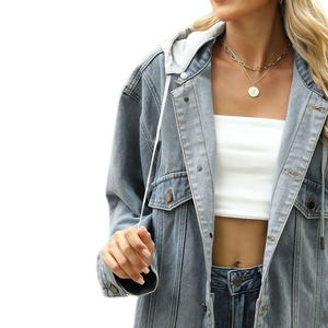 Veste en jean à capuche pour femmes, haute qualité, meilleur matériel, service OEM, veste en jean confortable à porter pour femmes, vente en gros - Product Image 3