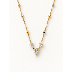 Collier triple station plaqué rhodium avec perles, accents de diamants et de zircons – Chaîne tendance pour fêtes et cadeaux de fiançailles - Product Image 1