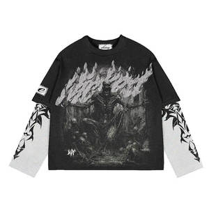 Artistic Digital Print On Breathable Fabric Double <b>Sleeve</b> T <b>Shirt</b> Raised Puff Ink Design Casual Streetwear T <b>Shirt</b> - Product Image 5