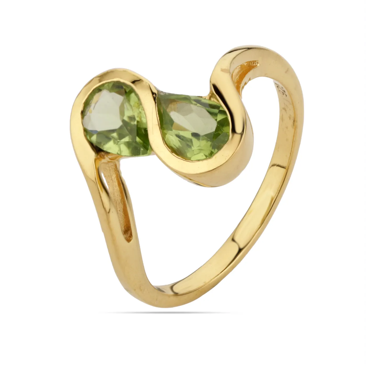 Verloving Bruiloft Mode Natuurlijke Peridot Edelsteen 925 Sterling Vergulde Hoge Kwaliteit Ring Sieraden Voor Vrouwen Meisjes