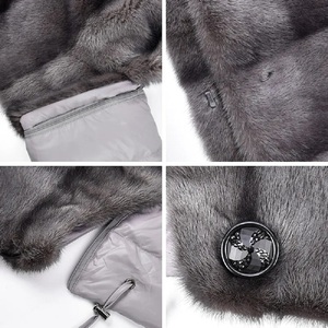 Manteau en fourrure de vison véritable pour femme, prix d'usine, hiver, avec grande capuche, imperméable, réversible, épais - Product Image 3