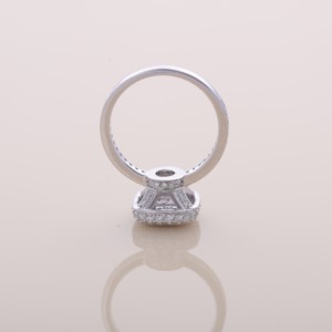 IGI Certified Round Halo Pave Diamond Engagement-Wedding Ring in 14K White / Rose & Yellow Gold - Product Image 5