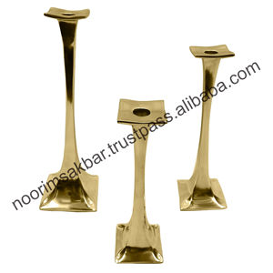 New Modern Brass-Plated Gold <b>Candle</b> Holders <b>Tapered</b> Pillar Stand Ideal for Luxurious Wedding Decor - Product Image 3