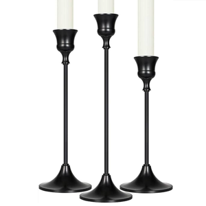 Ensemble de deux bougeoirs finis noirs décor à la maison bougeoir de fête de mariage utilisation intérieure et extérieure - Product Image 4