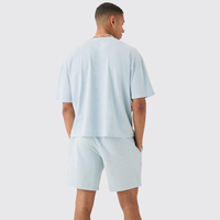 Ensemble T-shirt et short pour homme INDEX APPAREL, imprimé étoiles, col rond, coton tricoté, tenue décontractée d'été en 2 pièces