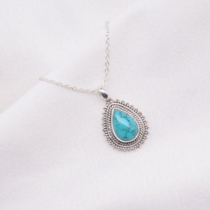 Turquoise pierres précieuses pendentif bijoux pour femmes argent Boho Style bijoux 925 argent Sterling tendance à la main pendentif cadeau pour - Product Image 3