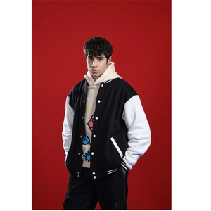 แจ็กเก็ตเลตเตอร์แมนของผู้หญิงเสื้อแจ็กเก็ตผ้าวูลแขนยาวดีไซน์โดดเด่นสำหรับฤดูหนาว - Product Image 6