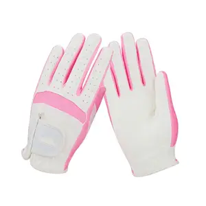 儿童高尔夫手套高级1双粉色透气，柔软面料，左手和右手舒适时尚