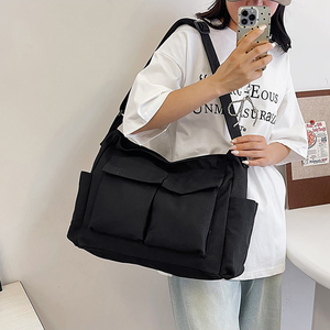 <span class=keywords><strong>Bolso</strong></span> <span class=keywords><strong>Bandolera</strong></span> de Lona Marrón Camello para Mujer, <span class=keywords><strong>Bolso</strong></span> de Hombro Grande con Múltiples Bolsillos, <span class=keywords><strong>Bolso</strong></span> de Viaje Informal, Impermeable, Unisex, para Uso Diario - Product Image 2