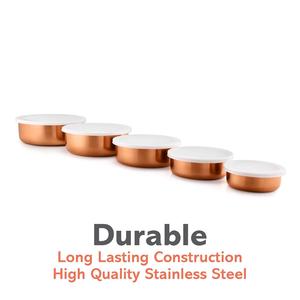 Classic Stainless Steel Storage <b>Bowl</b> Set <b>with</b> <b>Lids</b> Stainless Steel <b>Bowl</b> <b>with</b> <b>Lid</b> Storage Set (Copper) - 5 Pcs. Set - Product Image 4