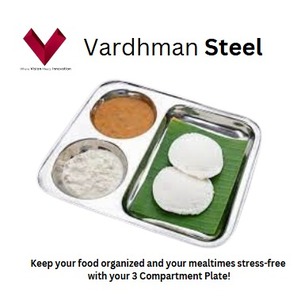 Vente à forte demande, assiette rectangulaire en acier inoxydable à trois compartiments, assiette à dîner, vaisselle de qualité alimentaire, assiette à déjeuner en acier - Product Image 5