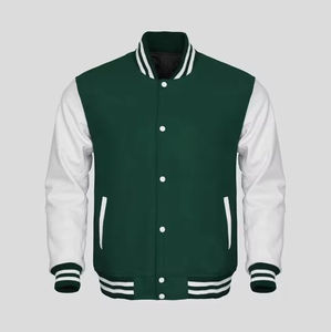Chaquetas de bombardero personalizadas para hombres en blanco, venta al por mayor, chaqueta universitaria de lana y cuero, parches reversibles con logotipo 2025 - Product Image 2
