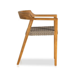 เก้าอี้รับประทานอาหารที่ทันสมัยทำจากโครงไม้สักแข็งที่มีหวายสังเคราะห์ทอบนที่นั่งสำหรับการใช้งานในร่มและกลางแจ้ง - Product Image 4