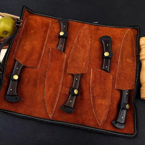 Burraq Professional 5 PCS Carbon Steel Chef <b>Knife</b> Set Wood Handle Eco-Friendly Dishwasher <b>Safe</b> Ambidextrous Modern Customizable - Product Image 4