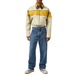 Vente en gros, design personnalisé, blouson vintage pour homme avec fermeture éclair, blouson en cuir PU avec blocage des couleurs, coupe régulière, options de taille plus disponibles - Product Image 2