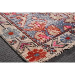 Tapis turc vintage de 4,2 x 6,8 pieds, tapis en laine rouge Ikat - Product Image 5