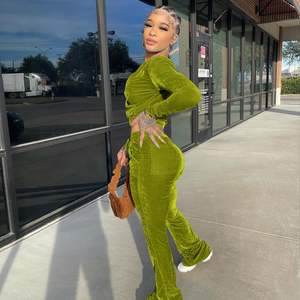 ชุดวอร์ม2ชิ้นสำหรับผู้หญิงเสื้อครอปแบบซิปรูดซิปมีกระเป๋า - Product Image 6