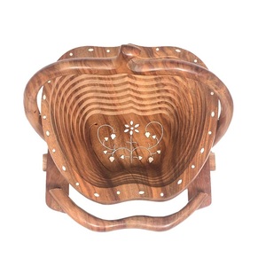 Panier à fruits en bois artisanal créatif, tendance, pour la table, la vaisselle, les ustensiles, les fruits frais, la maison, la cuisine - Product Image 4