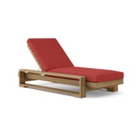 Chaise longue d'extérieur moderne en teck massif, durable, écologique, avec dossier croisé inclinable, finition couleur naturelle, coussin épais, pour hôtel