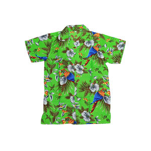 Chemises hawaïennes à manches courtes pour hommes, en coton, avec impression cerise et perroquet, articles de fête, prix le plus bas - Product Image 1