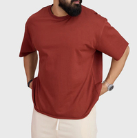 T-shirt décontracté pour homme, coupe carrée, blanc uni, épais, doux, 60% coton 40% polyester, tricoté, bords bruts, coupe classique, écologique, séchage rapide