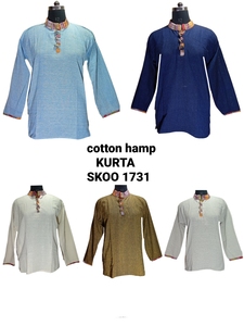 Camiseta de algodón para hombre, ropa de Yoga de estilo informal, kurta, sólida, India, Kurta, Bohemia, gypsicotúnica, nueva - Product Image 2