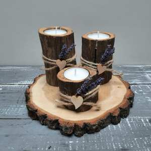 Support à bougies en bois artisanal avec couvercles, pots à bougies de qualité supérieure pour l'aromathérapie à domicile et la décoration de Noël - Product Image 3