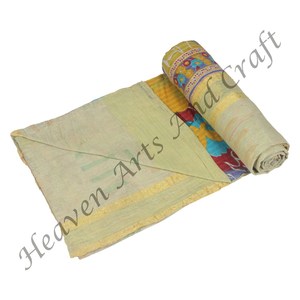 <b>Indian</b> Cotton Hand Block Boohoo Cloth <b>Throw</b> <b>Indian</b> Reversible Hand Stitched Heavy <b>Throw</b> Old Sari Blanket Patch Work Heavy Quilt - Product Image 2