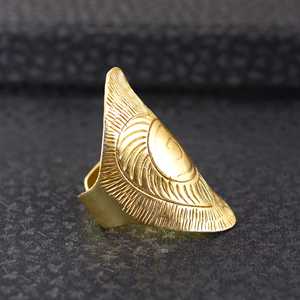 Fashionable Boho Shield <b>Rings</b> Dainty Brass <b>Rings</b> Women 18K Gold Plated Tribal Oval <b>Rings</b> <b>Statement</b> <b>Rings</b> for Wholesale/OEM/ODM - Product Image 2