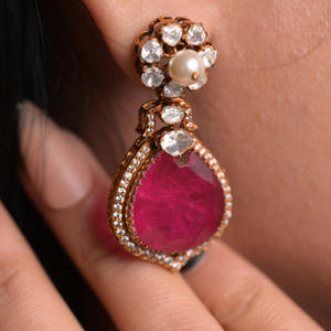 Collar de Plata 925 con Rubíes, Diamantes Polki y Esmeraldas, Joyería Nupcial para Mujer, Modelo Royal Gulabi Rani Haar Gajaah - Product Image 3