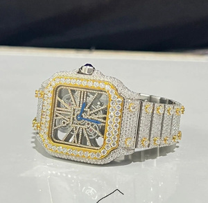 VVS Lab Diamond Watch Lujo Personalizar Hip Hop Skeleton relojes Reloj mecánico con oro amarillo correa de acero inoxidable CVD - Product Image 1