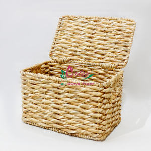 Artex Dong Thap Natural <b>Large</b> Woven Water Hyacinth Storage <b>Basket</b> <b>with</b> <b>Lid</b> for Home Bathroom Essentials and Food Usage - Product Image 4