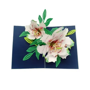 Flower art paper 3d pop-up saluto pop-up card wallet portafoglio pop-up porta carte di credito biglietto di auguri made in Vietnam