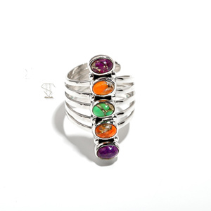 Anillo ovalado de piedras preciosas turquesas de ostra turquesa natural, anillo de joyería fina de piedras preciosas al por mayor, anillo de sólida plata de ley 925 - Product Image 1