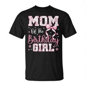 T-shirt promozionale per la mamma della festeggiante con fiocco rosa e fiore - Product Image 2