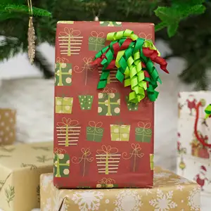 Kerststrikjes Voor Cadeaupapier Rode En Groene Krullende Strikken Zelfklevende Kerststrikjes