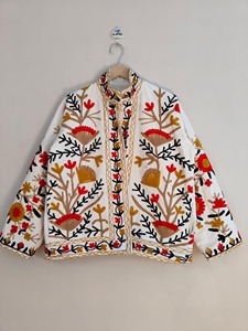 Veste en coton brodée de style chinois, col mandarin, manches longues, motif floral, grande taille, vêtements d'extérieur pour femmes, vêtements d'automne pour adultes - Product Image 1