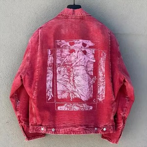 YUJIA OEM Fabricante Hombres Top Oversized Venta al por mayor Chaqueta de mezclilla en relieve Proveedores Chaquetas de mezclilla de alta calidad para hombres - Product Image 3