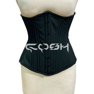 Corset en polyester noir de qualité supérieure, à armatures en acier, sous le buste - Product Image 5