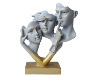 Sculpture décorative en métal en forme de visage avec finition en laiton antique, pour la maison, le bureau, la table, la rénovation, cadeau de mariage