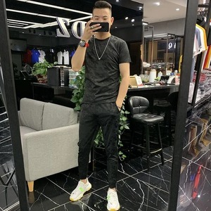 ชุดวอร์มกางเกงวิ่งสำหรับผู้ชายเสื้อยืดผู้ชายแบบไม่มีโลโก้เสื้อยืดชุดกีฬาลายพรางสำหรับเข้ายิมเสื้อแฟชั่นราคาถูก - Product Image 5