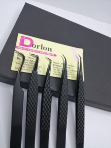 Pince à cils professionnelle couleur noire mate avec embouts plasma Volume incurvé 45 degrés pointe de fibre pince à épiler d'extension de cils - Product Image 3