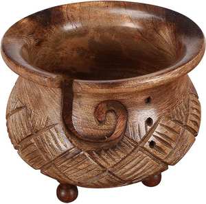 Cuenco de almacenamiento de hilo de madera para quemar Premium hecho a mano para tejer ganchillo costura soporte de hilo grande mejor regalo de Navidad - Product Image 6
