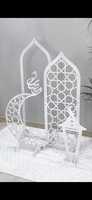 Islamic Prayer Rug Rack Holder Wooden Mosque Arch Floor Standing Decoration Ramadan Eid Home Decor Janamaz Storage Stand Supplie